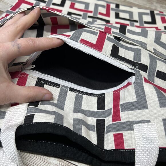 Geometric Large Tote Bag / Handmade Tapisho Design / Quality Canvas Double Strap - Picture 9 of 16